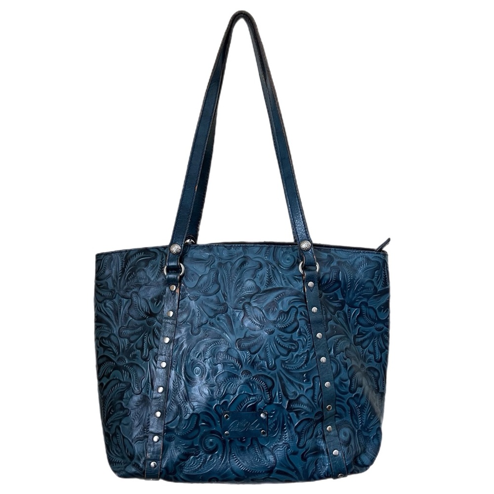 Patricia Nash Teal Tooled Leather Tote - Picture 12 of 12